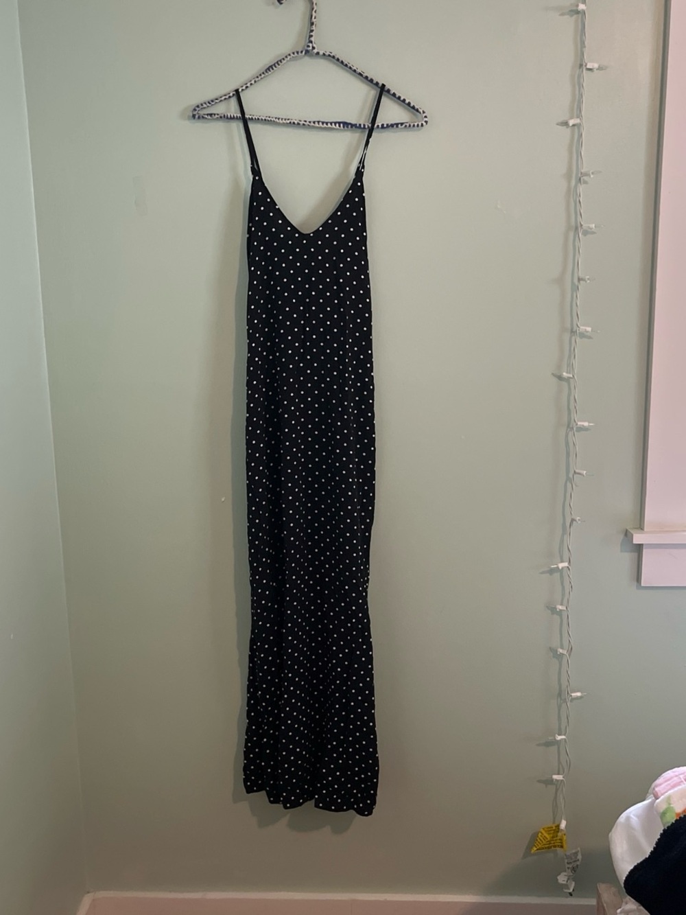 Old Navy Black and White Polka Dot Maxi Slip Dress
